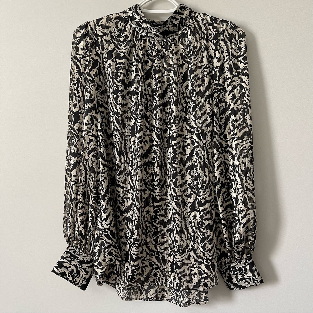 H & M Semi Sheer Long Sleeve Blouse Size Medium